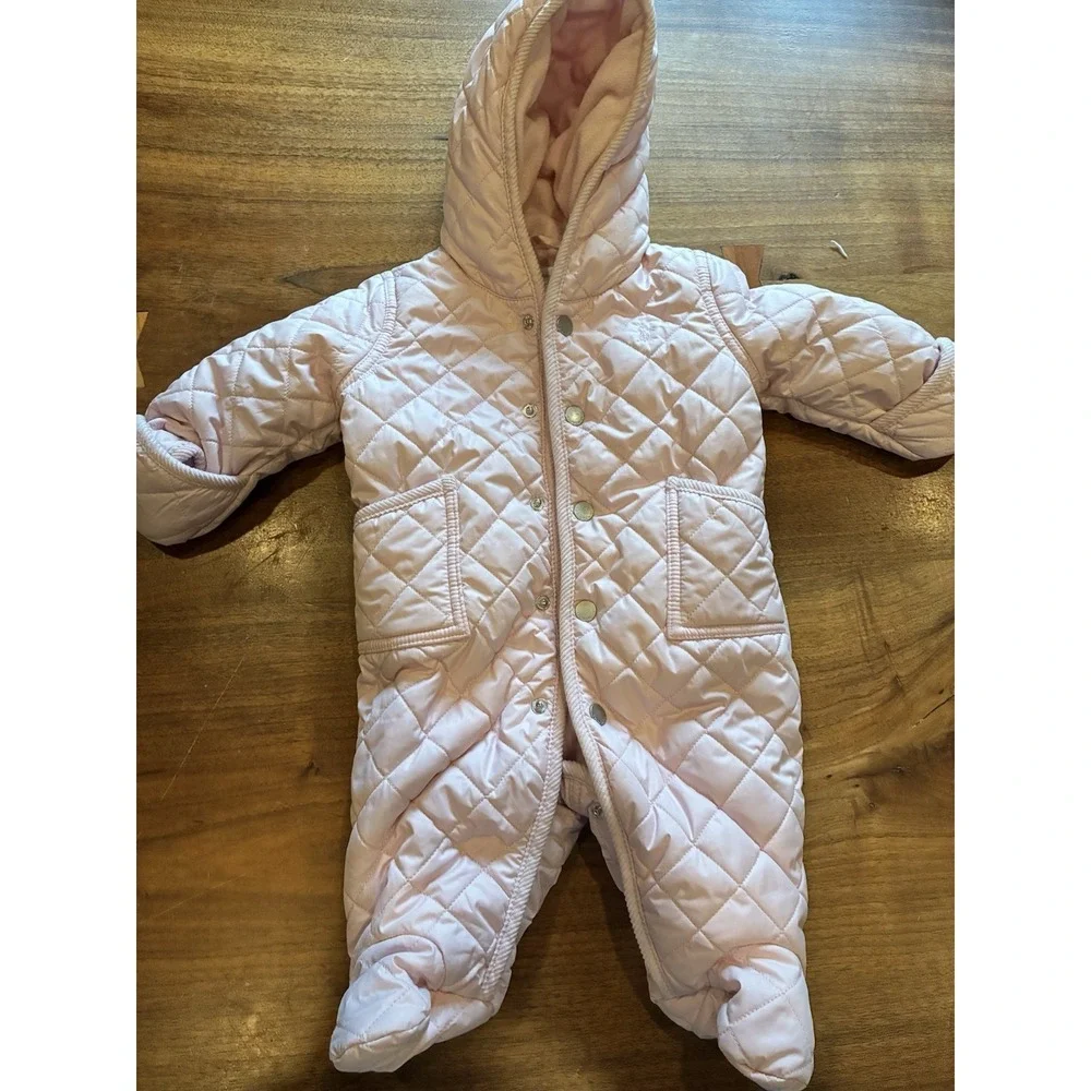 Ralph Lauren Baby Girls Water-Repellent Hooded Bunting 3 Months Pink
